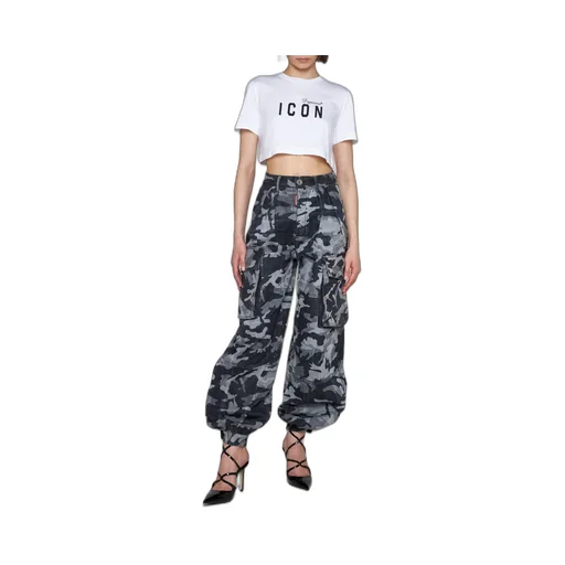 Camouflage-Print High Waist Tousers