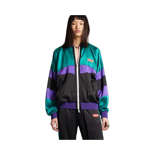Colour-Block Zipped Bomber Jacket