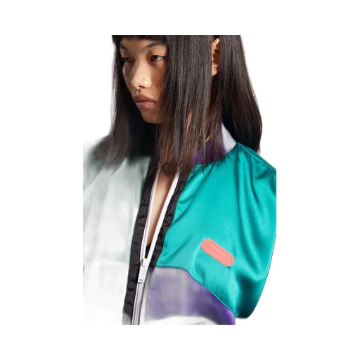 Colour-Block Zipped Bomber Jacket
