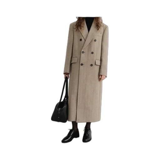 Double-Breasted Peak Lapel Coat