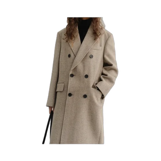Double-Breasted Peak Lapel Coat