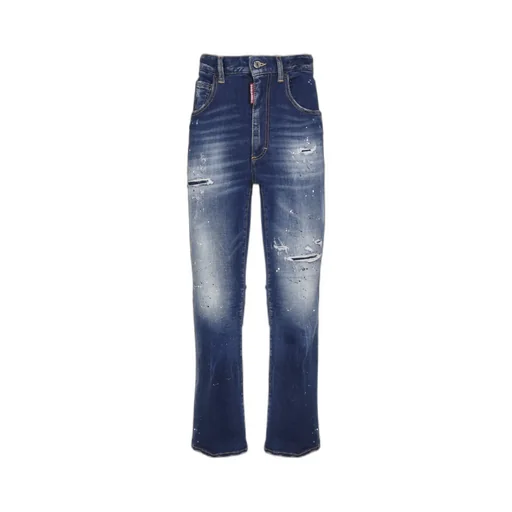 High-Waisted Distressed Flared Jeans