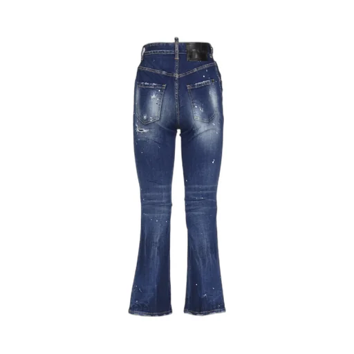 High-Waisted Distressed Flared Jeans