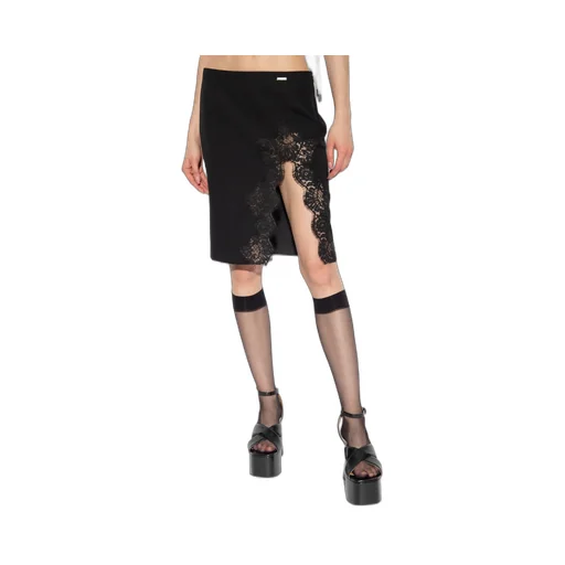 Lace-Detailed Front-Slit Skirt