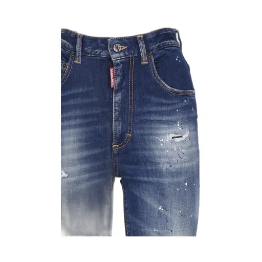 High-Waisted Distressed Flared Jeans