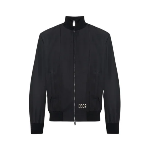 Logo Embroidered Zip-Up Bomber Jacket