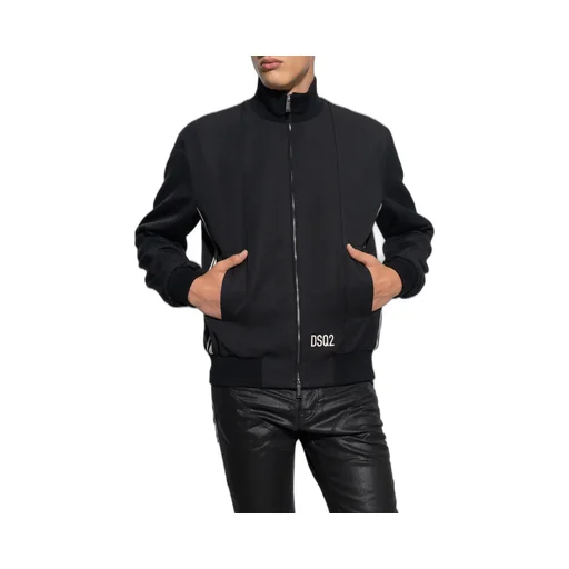 Logo Embroidered Zip-Up Bomber Jacket