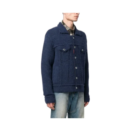 Ribbed Knit Buttoned Jacket