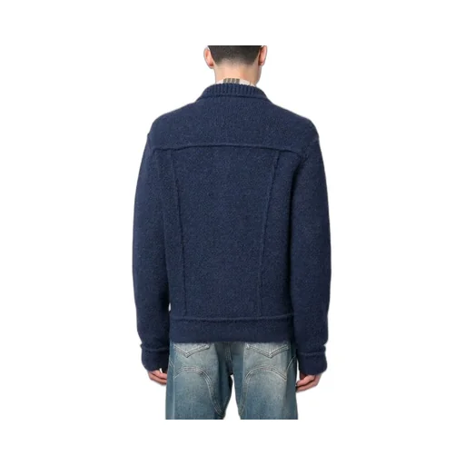 Ribbed Knit Buttoned Jacket