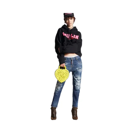 Logo Patch Distressed Cropped Jeans