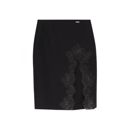 Lace-Detailed Front-Slit Skirt