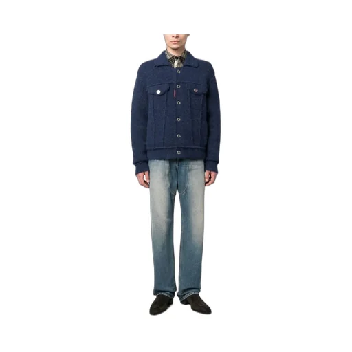 Ribbed Knit Buttoned Jacket