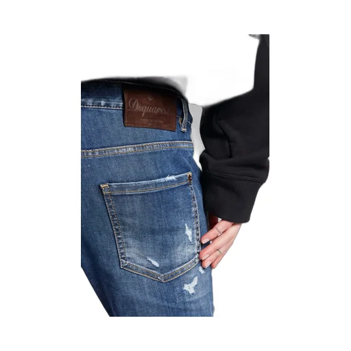 Logo Patch Distressed Cropped Jeans