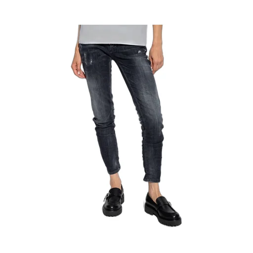 Jennifer Straight-Leg Distressed Skinny Jeans
