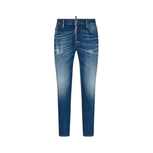 Logo-Patch Distressed Skinny Jeans