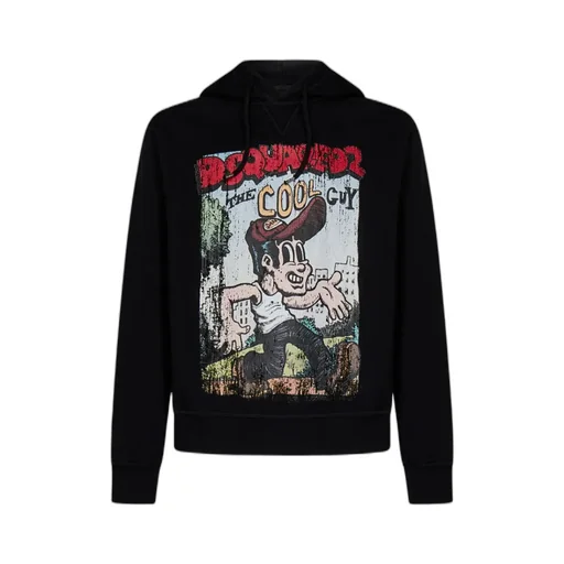 Graffiti Printed Drawstring Hoodie