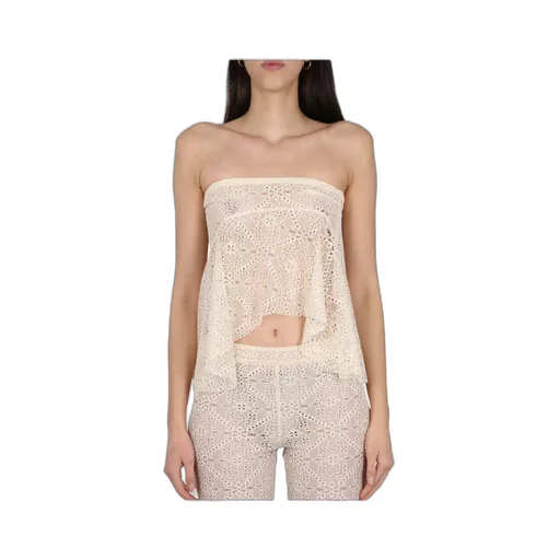Broderie-Anglaise Asymmetric Hem Top