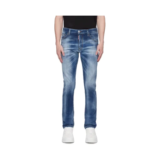 Logo Patch Distressed Slim-Fit Jeans