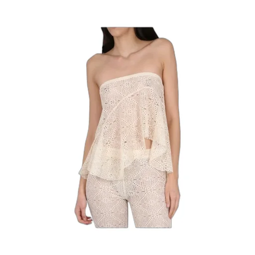 Broderie-Anglaise Asymmetric Hem Top