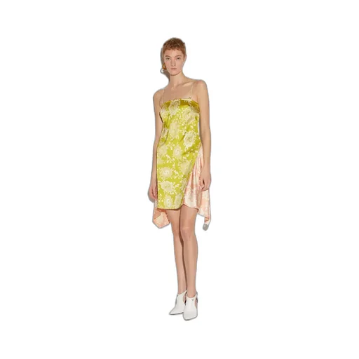 Floral-Printed Asymmetric Hem Draped Dress