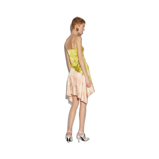 Floral-Printed Asymmetric Hem Draped Dress