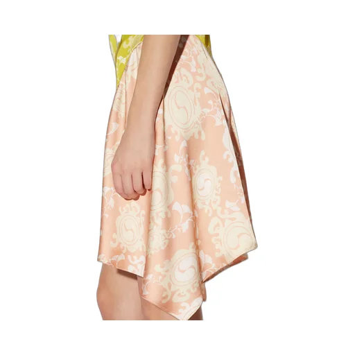Floral-Printed Asymmetric Hem Draped Dress