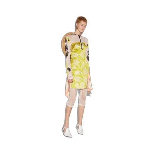 Floral-Printed Asymmetric Hem Draped Dress