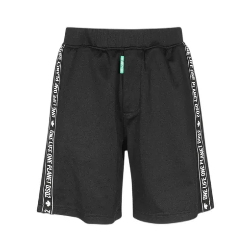 Slogan-Print Elasticated-Waist Shorts