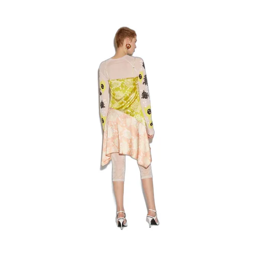 Floral-Printed Asymmetric Hem Draped Dress