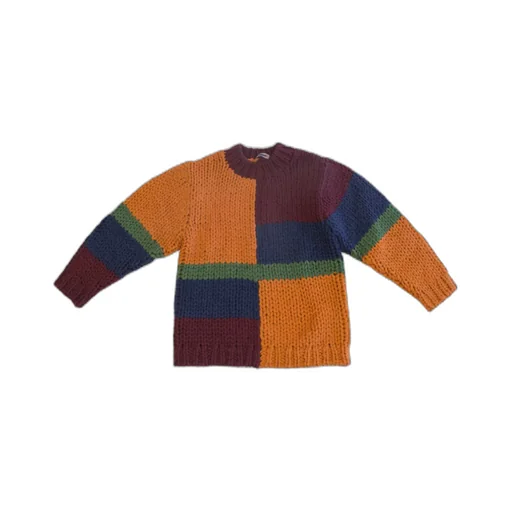 Round-Collar And Long-Sleeved Sweater
