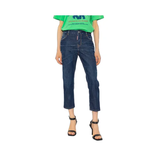 Straight-Leg Cropped Distressed Jeans