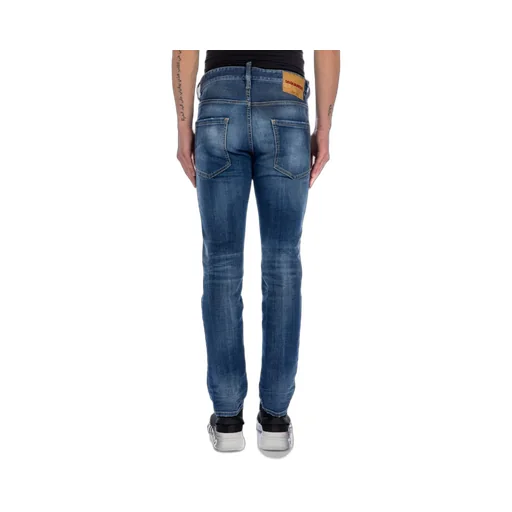 Logo Patch Distressed Slim-Fit Jeans
