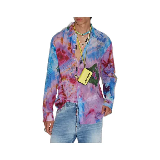 Tie-Dye Printed Straight Hem Shirt
