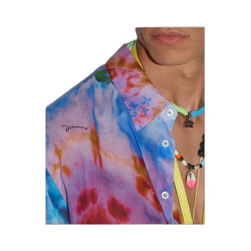 Tie-Dye Printed Straight Hem Shirt