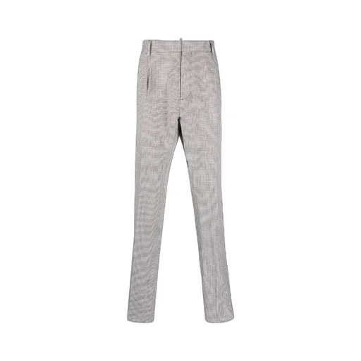 Tailored Houndstooth Patterned Trousers