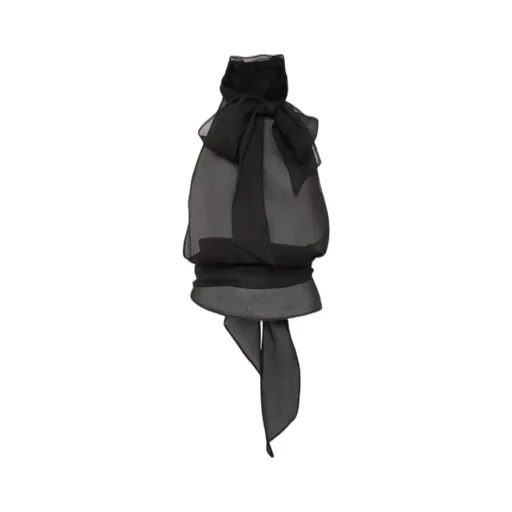 Pussy-Bow Halterneck Sleeveless Blouse