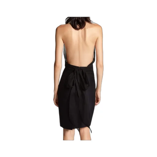 Pussy-Bow Halterneck Sleeveless Blouse