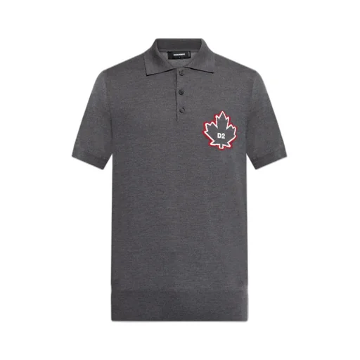 D2 Leaf Knitted Polo Shirt