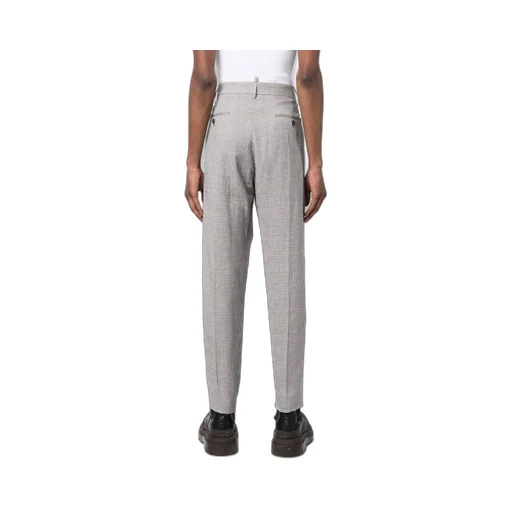 Tailored Houndstooth Patterned Trousers