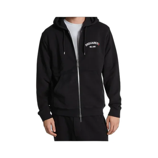 Logo-Printed Zip-Up Drawstring Hoodie