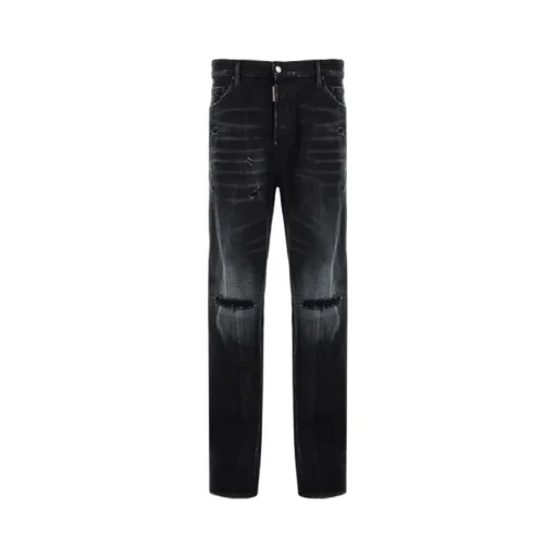 Distressed Straight-Leg Jeans
