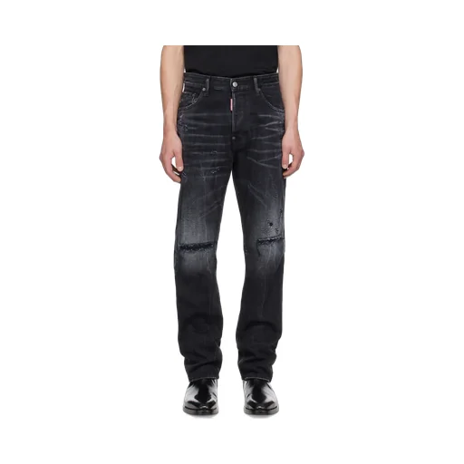 Distressed Straight-Leg Jeans
