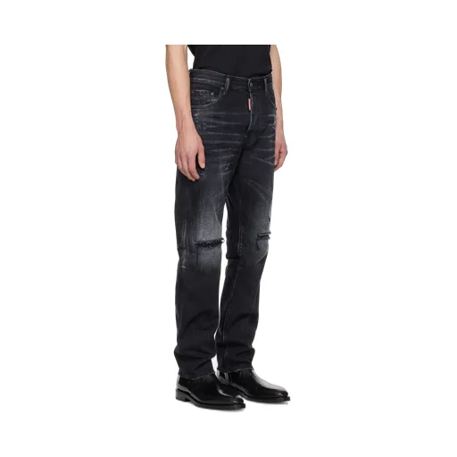 Distressed Straight-Leg Jeans