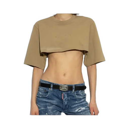 Logo Embossed Cropped T-Shirt