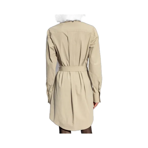 Belted Waist Buttoned Shirt Dress