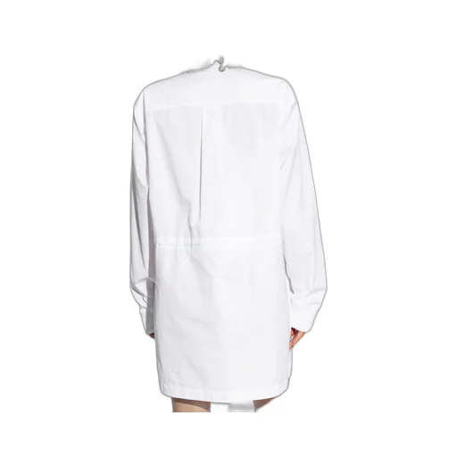 Logo Printed Drawstring Waist Mini Shirt Dress