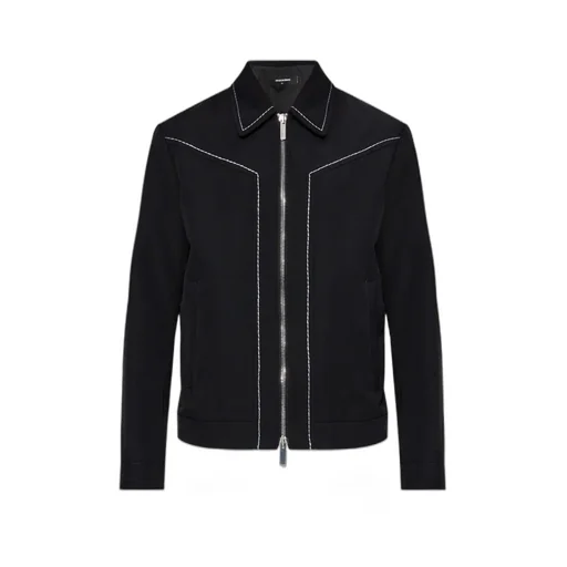 Decorative Stitching Zipped Shirt Jacket