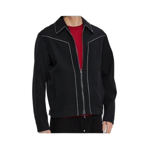 Decorative Stitching Zipped Shirt Jacket