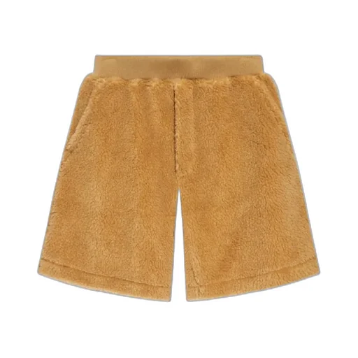 Elasticated-Waist Knee-Length Faux-Shearling Shorts