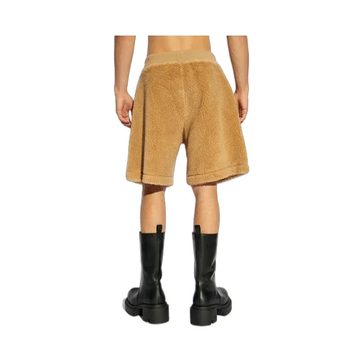 Elasticated-Waist Knee-Length Faux-Shearling Shorts